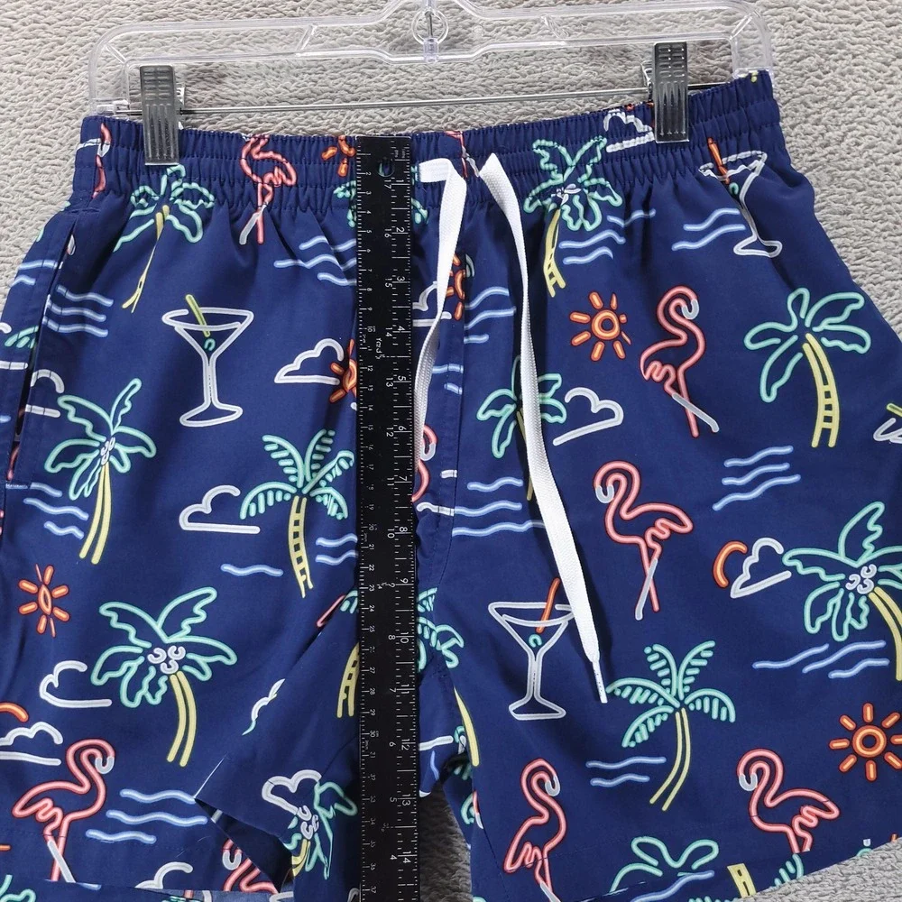 Chubbies Swim Shorts Mens M Blue Neon Flamingo 5.5